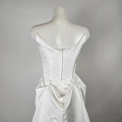 Alfred Angelo White Satin Wedding Dress with Beaded Bolero Jacket Size 8