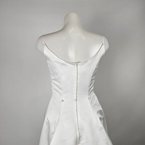 Alfred Angelo White Satin Wedding Dress with Beaded Bolero Jacket Size 8