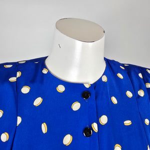 Vintage Liz Claiborne Blue Polka Dot Button Front Dress Size 4