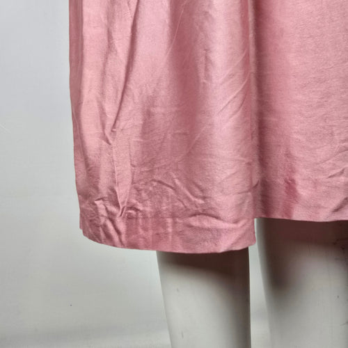 Vintage Pink Silk Keyhole Puff Sleeve Dress Size S
