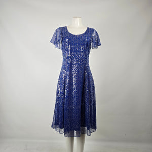The Paragon Blue Sequin Fit & Flare Dress Size M
