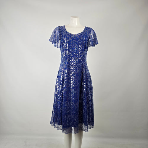 The Paragon Blue Sequin Fit & Flare Dress Size M