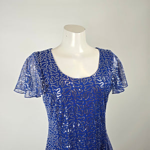 The Paragon Blue Sequin Fit & Flare Dress Size M