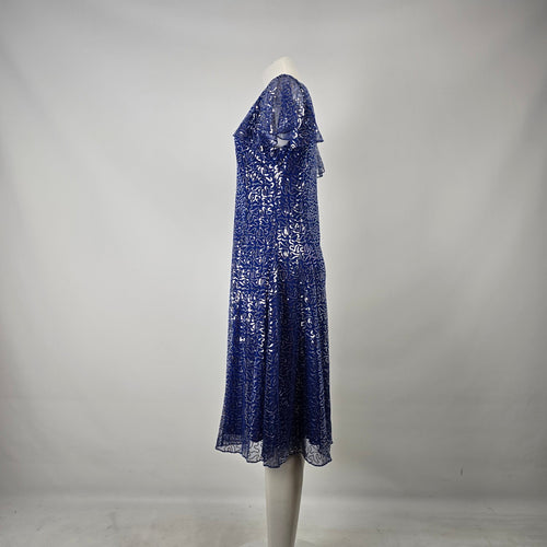 The Paragon Blue Sequin Fit & Flare Dress Size M