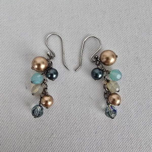 Sterling Silver Beaded Cluster Drop Earrings