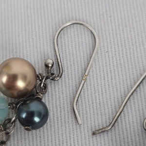 Sterling Silver Beaded Cluster Drop Earrings