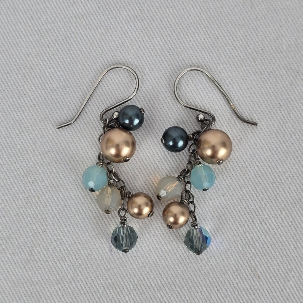 Sterling Silver Beaded Cluster Drop Earrings