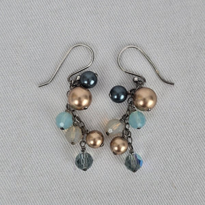 Sterling Silver Beaded Cluster Drop Earrings