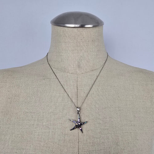 Sterling Silver Abalone Starfish Pendant Necklace