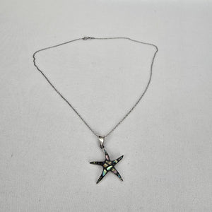 Sterling Silver Abalone Starfish Pendant Necklace