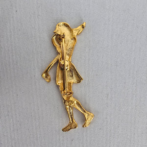 Vintage JJ Gold Tone Woman Golfer Brooch Pin Golf Club Sports