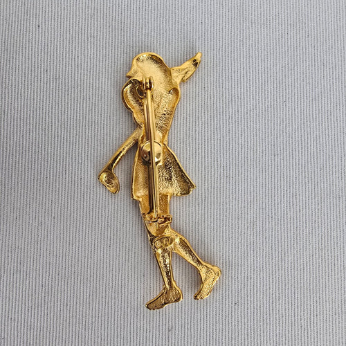 Vintage JJ Gold Tone Woman Golfer Brooch Pin Golf Club Sports