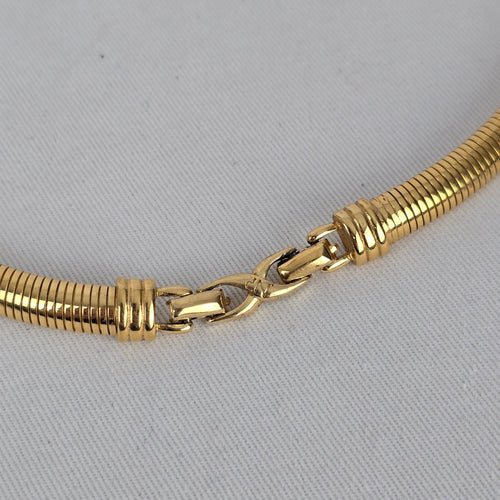 Nina Ricci Gold Tone Black Enamel Rhinestone Collar Necklace