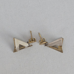 925 Mixed Metal Geometric Triangle Drop Earrings