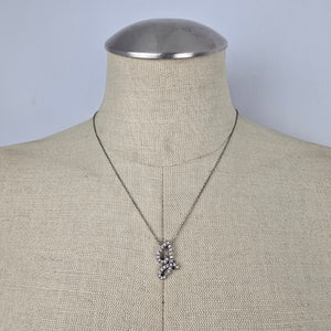 PAJ 925 Italy Sterling Silver Crystal Initial J Necklace