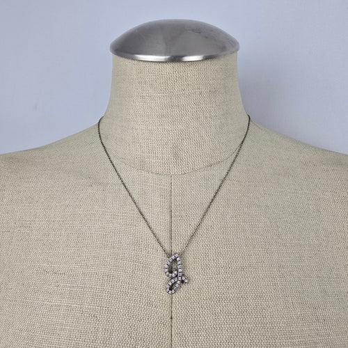 PAJ 925 Italy Sterling Silver Crystal Initial J Necklace