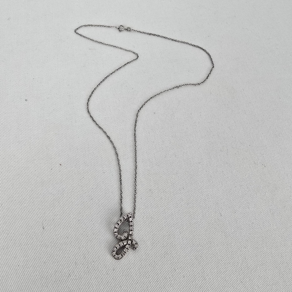 PAJ 925 Italy Sterling Silver Crystal Initial J Necklace