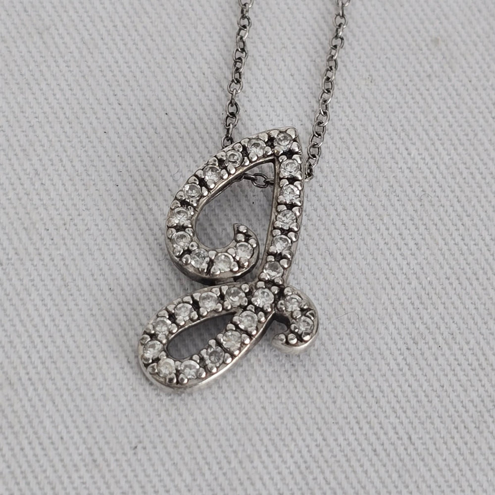 PAJ 925 Italy Sterling Silver Crystal Initial J Necklace