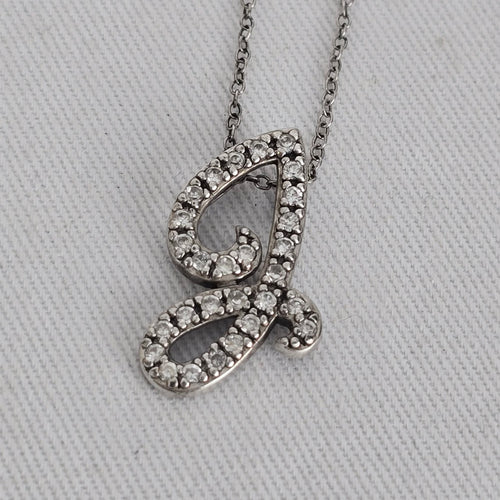 PAJ 925 Italy Sterling Silver Crystal Initial J Necklace