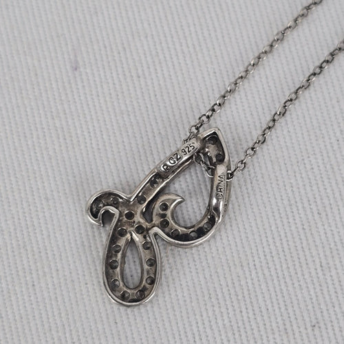 PAJ 925 Italy Sterling Silver Crystal Initial J Necklace