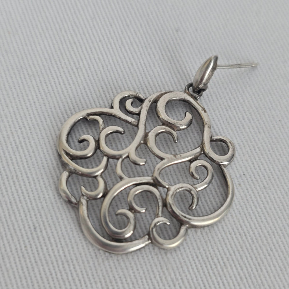 Sterling Silver 925 Open Scroll Filigree Dangle Earrings