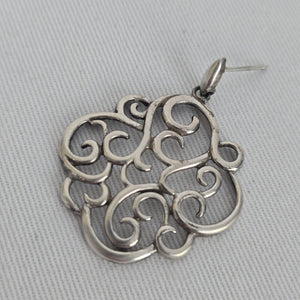 Sterling Silver 925 Open Scroll Filigree Dangle Earrings