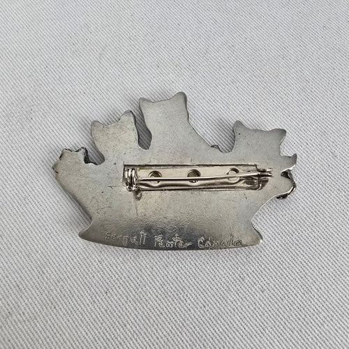 Vintage Seagull Pewter Canada Baset Cat Flower Brooch Pin