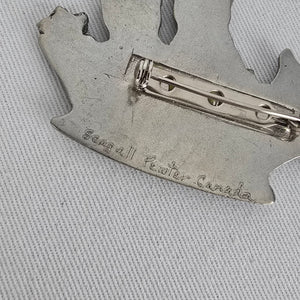 Vintage Seagull Pewter Canada Baset Cat Flower Brooch Pin