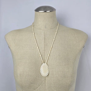 Cream Carved Pendant Beaded Necklace