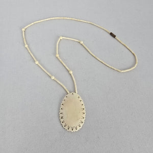 Cream Carved Pendant Beaded Necklace