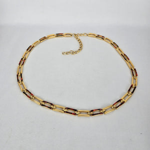 Vintage Gold Tone Link Belt Size S/M Tortoise Shell Accent