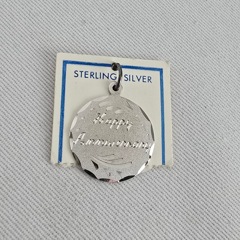 Vintage Sterling Silver Happy Anniversary Pendant Charm