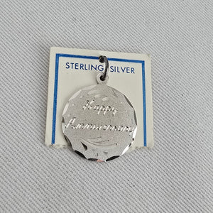 Vintage Sterling Silver Happy Anniversary Pendant Charm