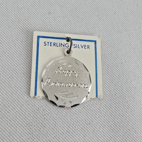 Vintage Sterling Silver Happy Anniversary Pendant Charm