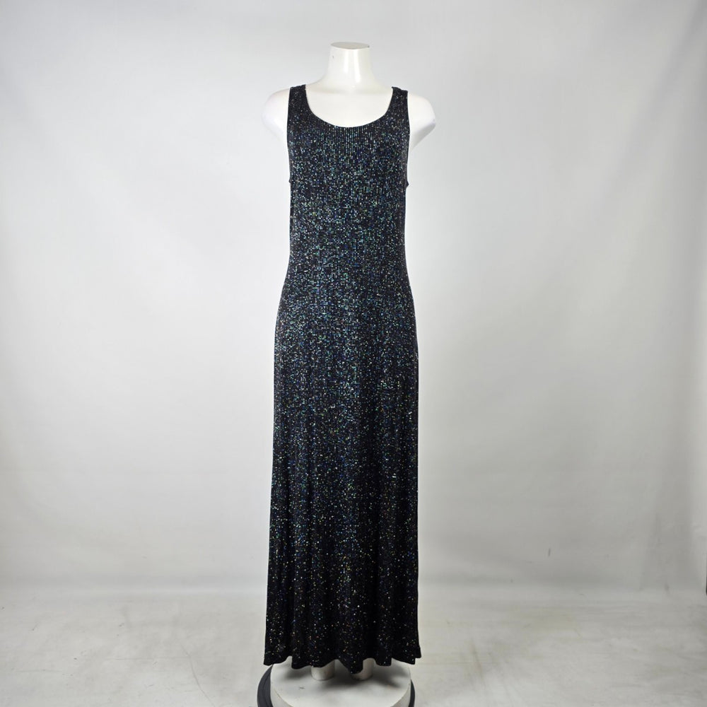Vintage Ronni Nicole by Ouida Black Silver Sparkle Maxi Dress