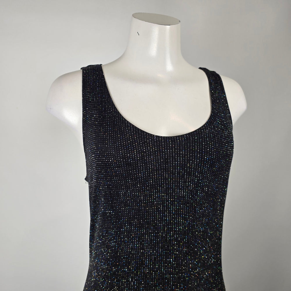 Vintage Ronni Nicole by Ouida Black Silver Sparkle Maxi Dress