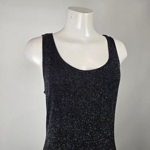 Vintage Ronni Nicole by Ouida Black Silver Sparkle Maxi Dress