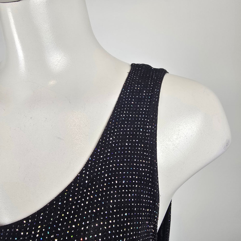 Vintage Ronni Nicole by Ouida Black Silver Sparkle Maxi Dress