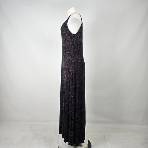 Vintage Ronni Nicole by Ouida Black Silver Sparkle Maxi Dress