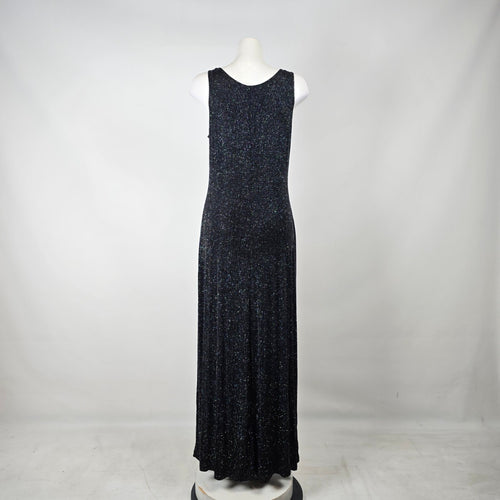 Vintage Ronni Nicole by Ouida Black Silver Sparkle Maxi Dress