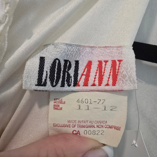 Vintage Lori Ann Black Ivory Draped Cocktail Dress Size 11/12