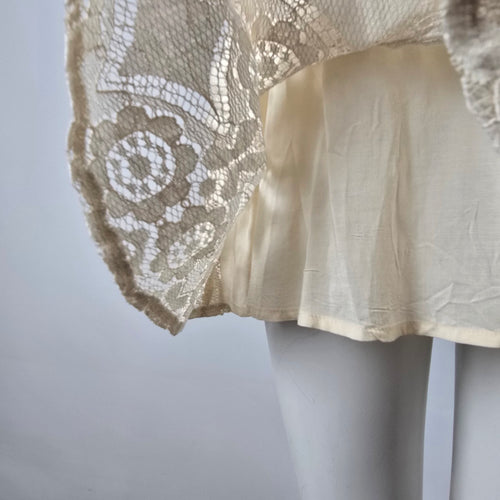 Free People Ivory Crochet Lace Overlay Tunic Dress Size S/M Boho Mini