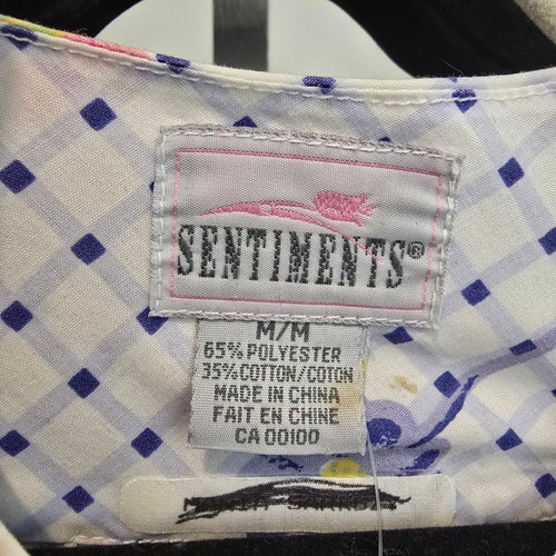 Vintage Sentiments Floral Plaid Button Front House Dress M