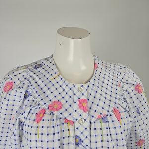 Vintage Sentiments Floral Plaid Button Front House Dress M
