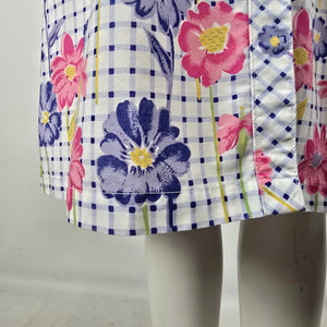 Vintage Sentiments Floral Plaid Button Front House Dress M