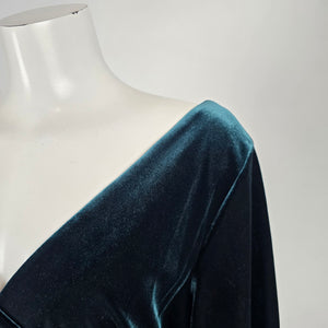 Alex Evenings Emerald Velvet Wrap Front Evening Gown Size 18
