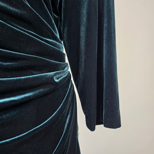 Alex Evenings Emerald Velvet Wrap Front Evening Gown Size 18