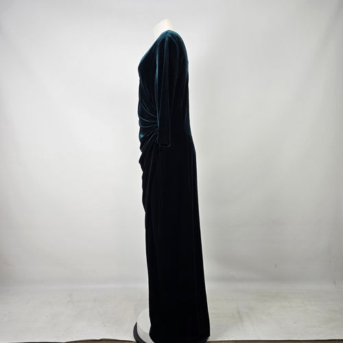Alex Evenings Emerald Velvet Wrap Front Evening Gown Size 18