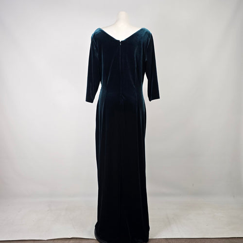 Alex Evenings Emerald Velvet Wrap Front Evening Gown Size 18