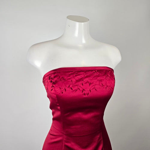 Joshua B Designs Red Strapless Satin Formal Gown Size 10